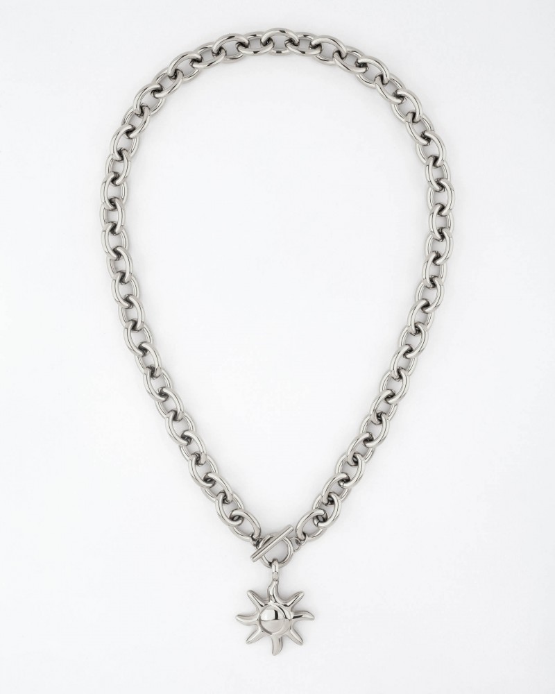 Crescent Moon Necklace Silver